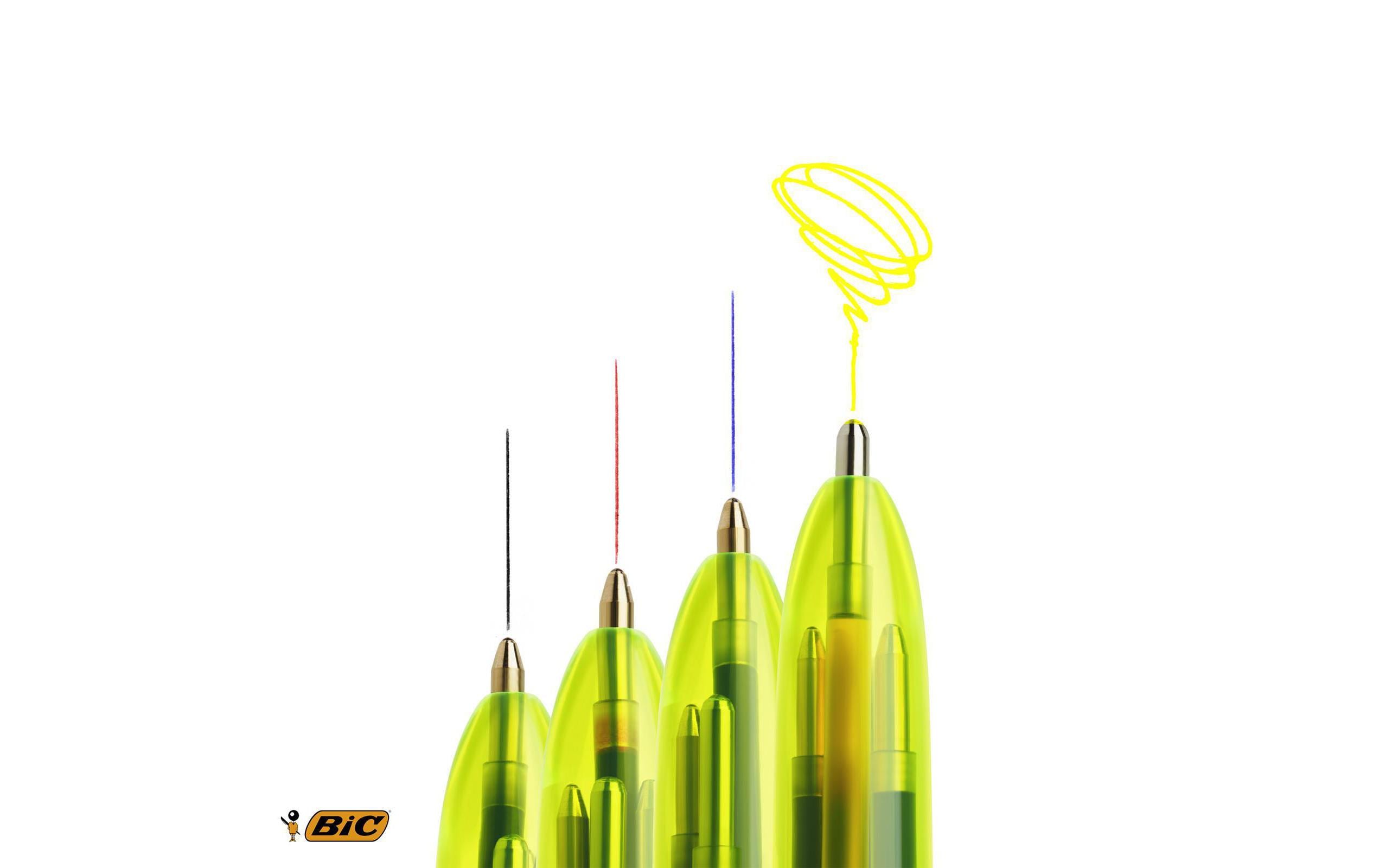 Mehrfarbenkugelschreiber 4 Colours Fluo mit MarkerKuli 4-farbig, fur die Schule, das Studium, zu Hause und das Buro