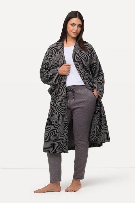 Loungewear-Langjacke, Oversized, offene Form, kuschelweich