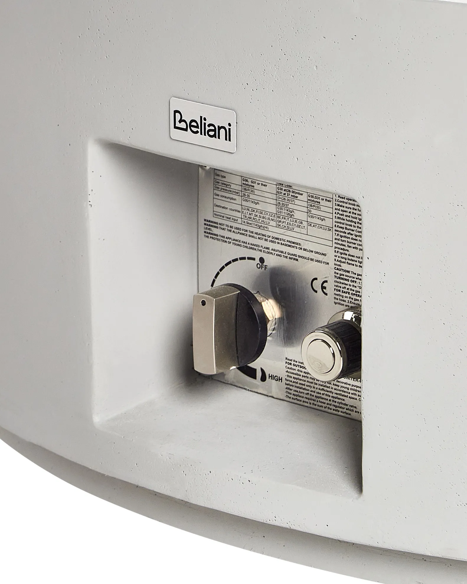 Gas vuurplaats PACAYA Beton Lichtgrijs