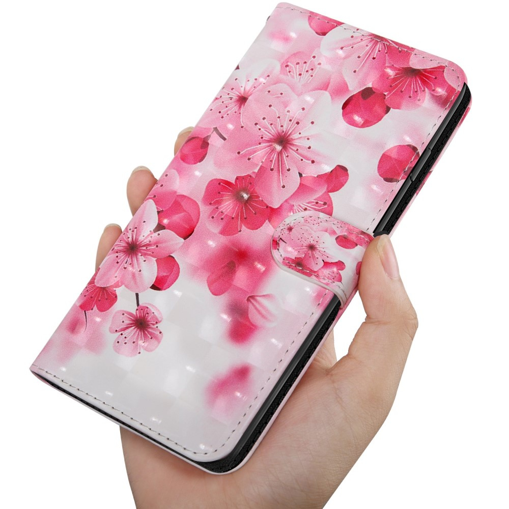 iPhone 14 Leder Tasche mit Kartenfächern - Kirschblüten