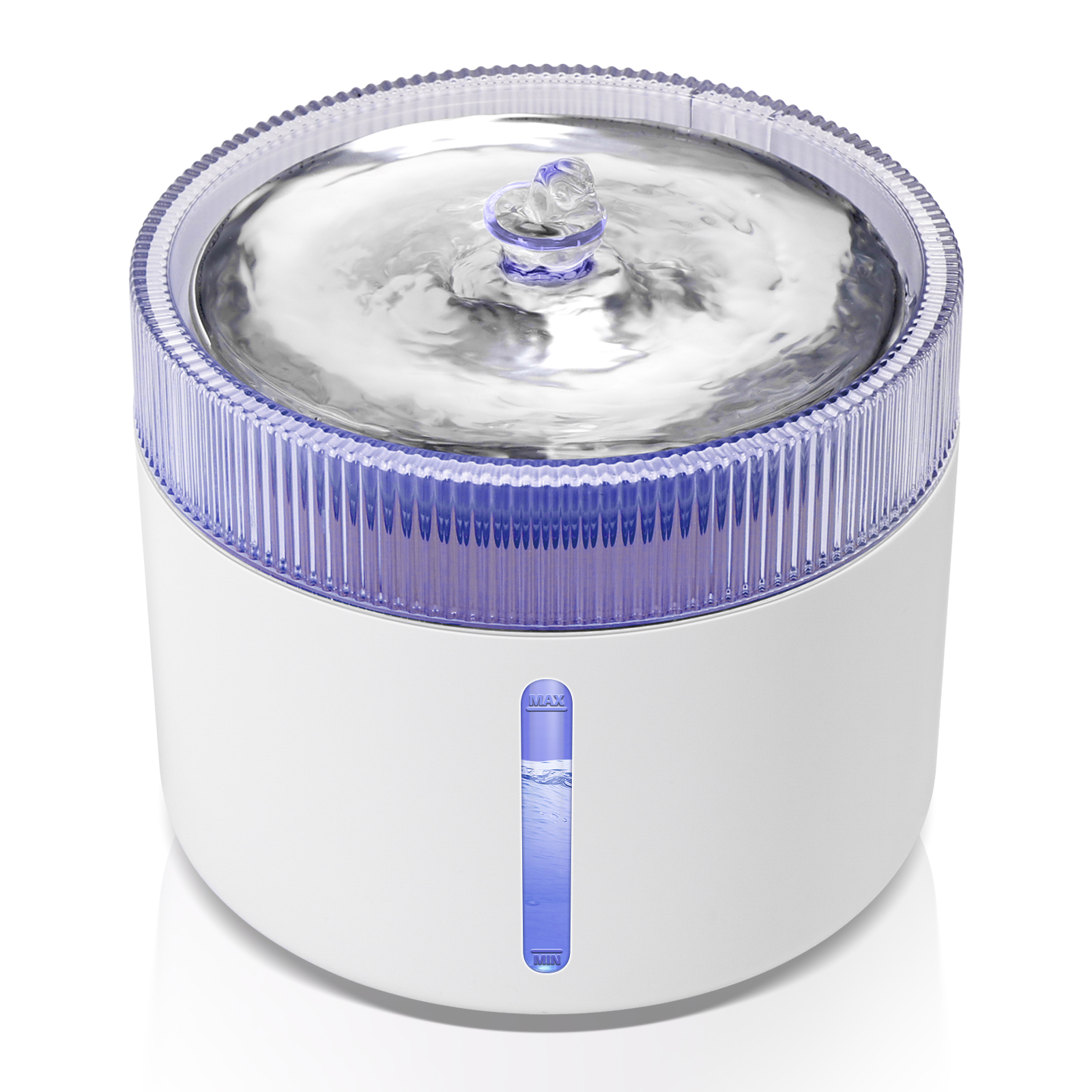 Fonte de água para gatos Nobleza - 2L, ultrassilenciosa, com luz LED inteligente, filtros de carvão ativado e bomba de água, adequada para vários animais de estimação, branca.