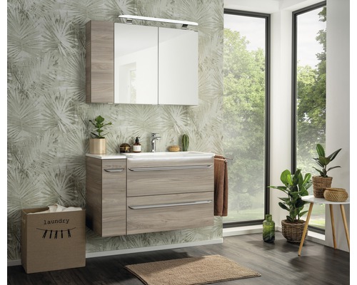 Wastafelmeubel FACKELMANN Luxor BxHxD 80 x 60,5 cm x 45 cm Frontkleur asgrijs houtdecor 79801