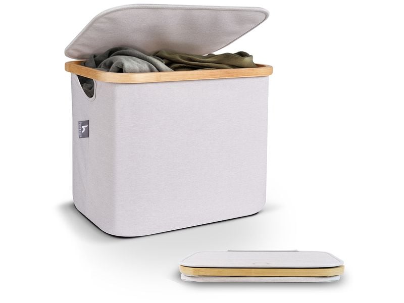 Hennez Wäschekorb  Adrian 40 l, Grau/Nature Faltbare Aufbewahrungsbox