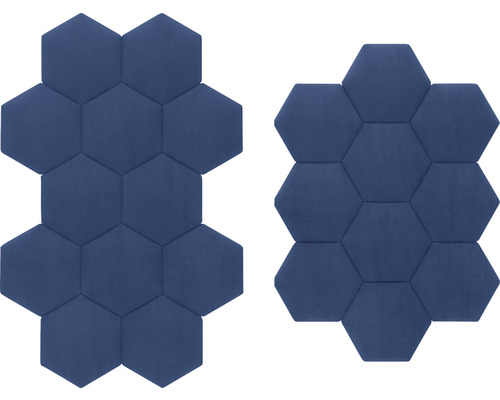 Riviera Hexagon wandkussen, donkerblauw fluweellook, 29 x 34 cm