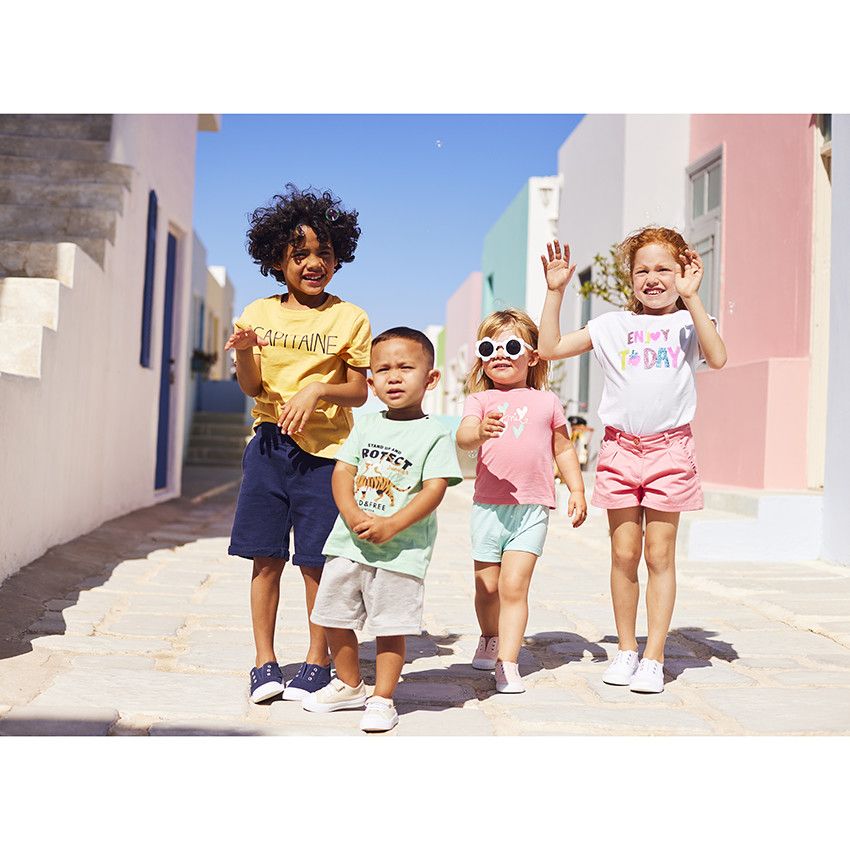 Short en twill avec poches volantées pour fille - Multicolore