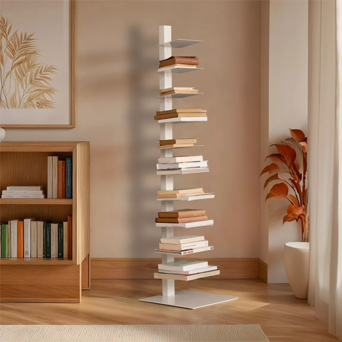 Etagère de rangement 10 niveaux (H150 cm) Bibliotèque Book Blanc