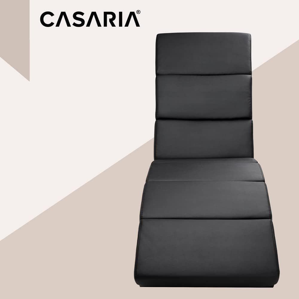 Casaria® Relaxliege Massage Heizfunktion 186x89x55cm Ergonomisch Kunstleder Gepolstert 180 kg Belastbarkeit Wohnzimmer Chaiselongue Relaxsessel Schwarz