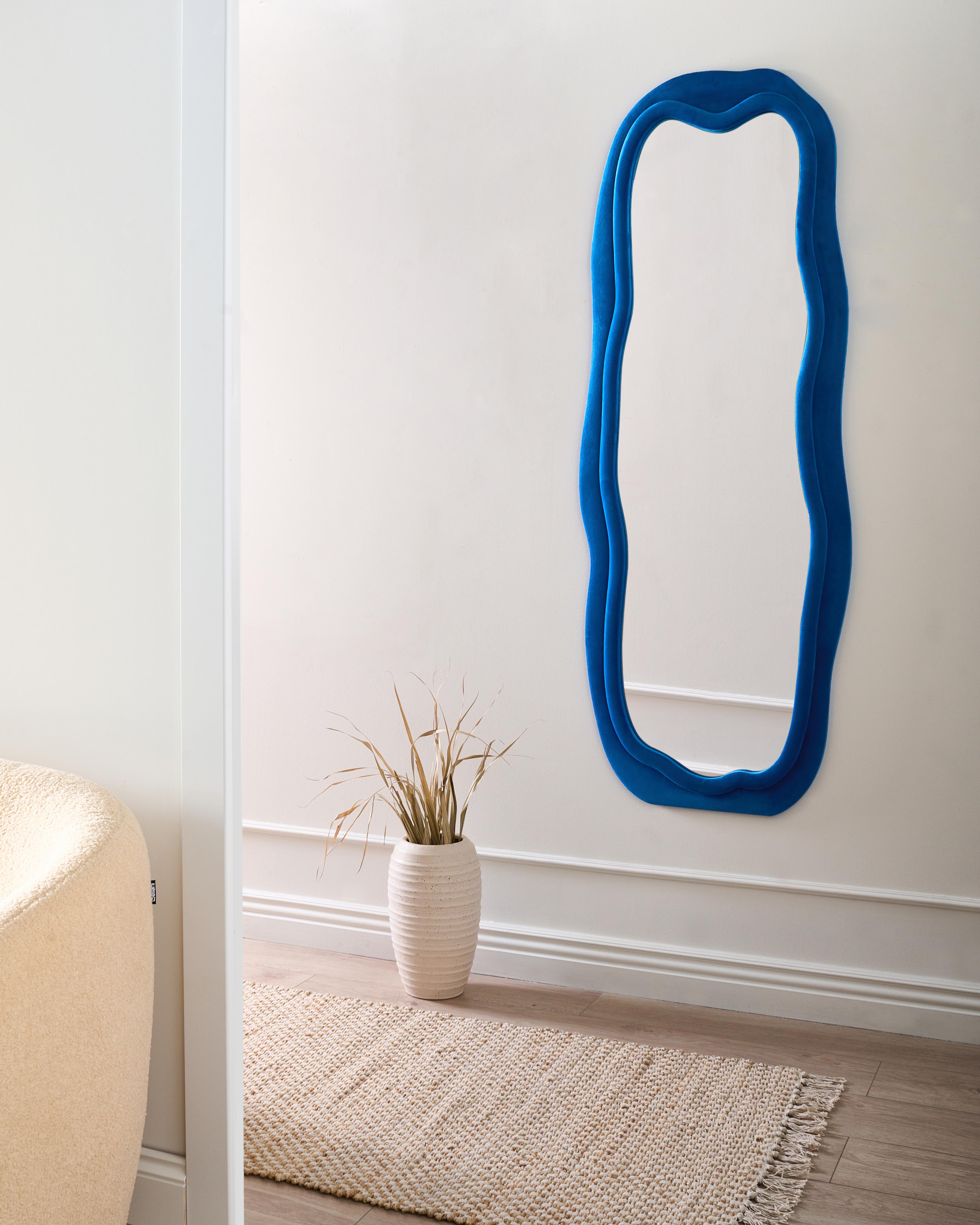 Wandspiegel BEAUNE 56 cm 160 cm Fluweel Blauw