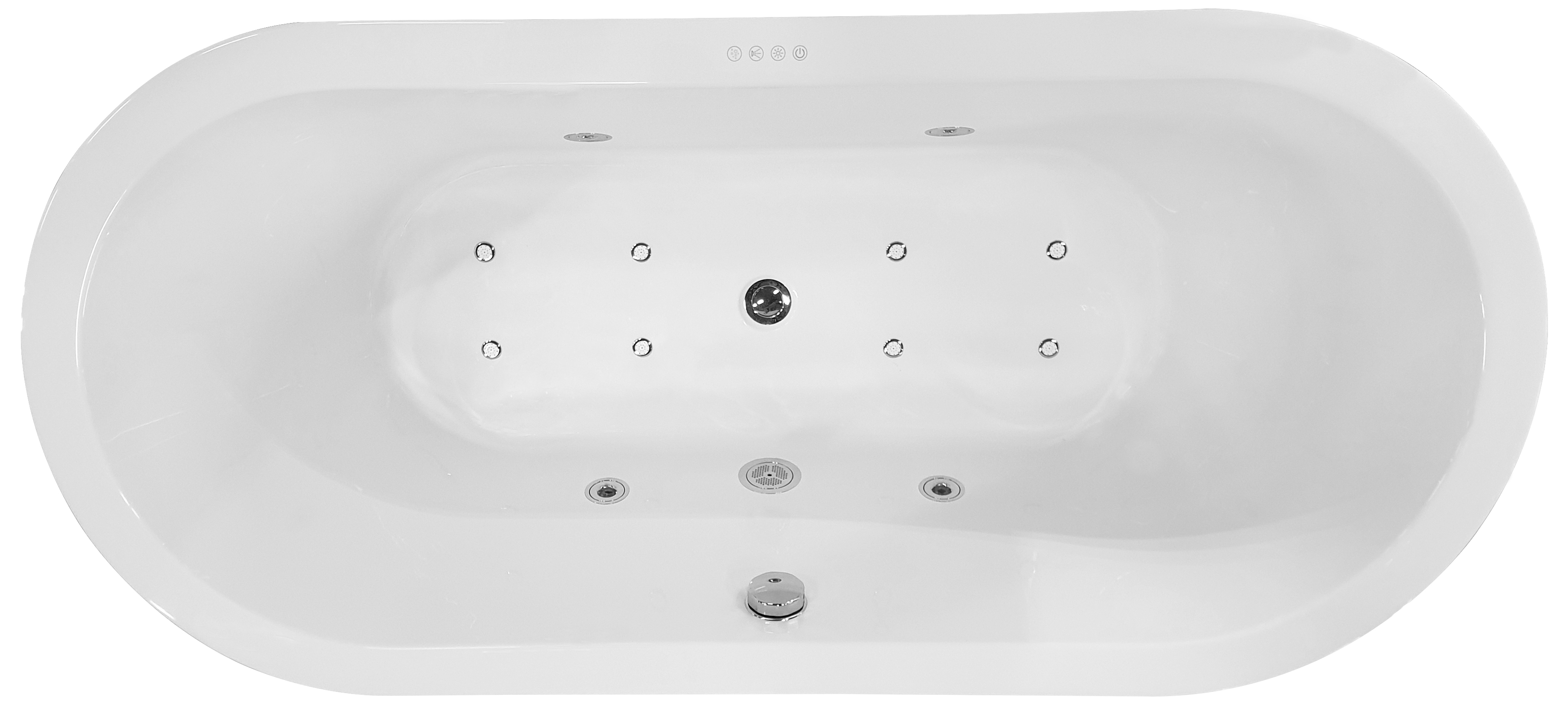 Mueller Vella vrijstaand whirlpool ligbad 170x80cm wit met waste