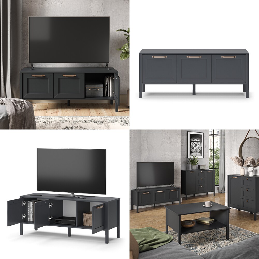 Vicco Lowboard Fernsehschrank TV-Schrank Ewan Anthrazit 120 cm Fernsehtisch Tür