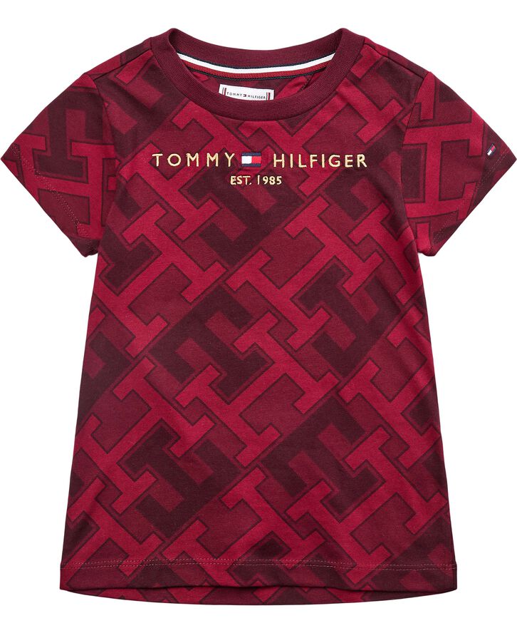 Tommy Hilfiger AOP MONOGRAM TOMMY LOGO TEE S/S Deep rouge tonal