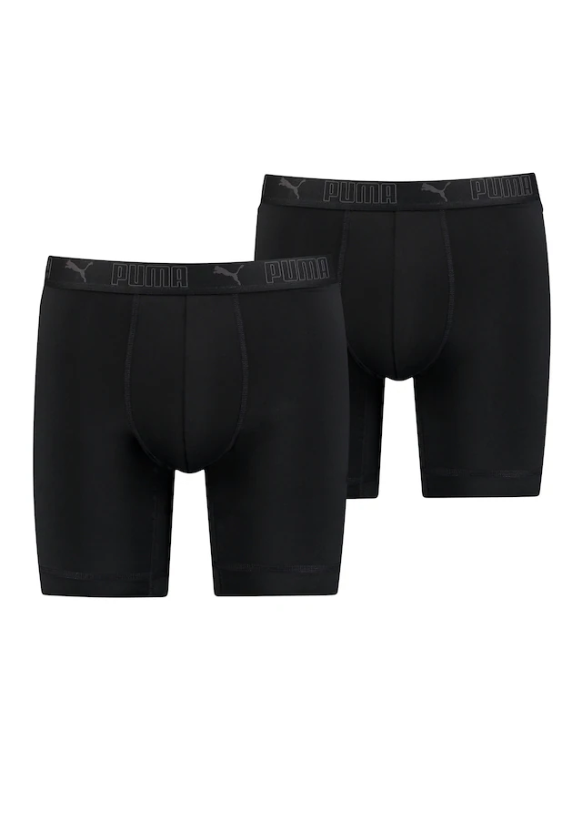 PUMA Boxershorts »PUMA MEN SPORT MICROFIBER LONG BOXERS 2P«, 2er Packer Packung, mit Logo-Bund