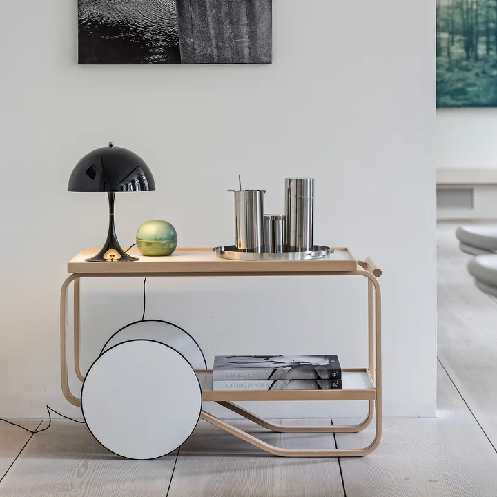 Artek - 901 Servierwagen, Laminat weiss