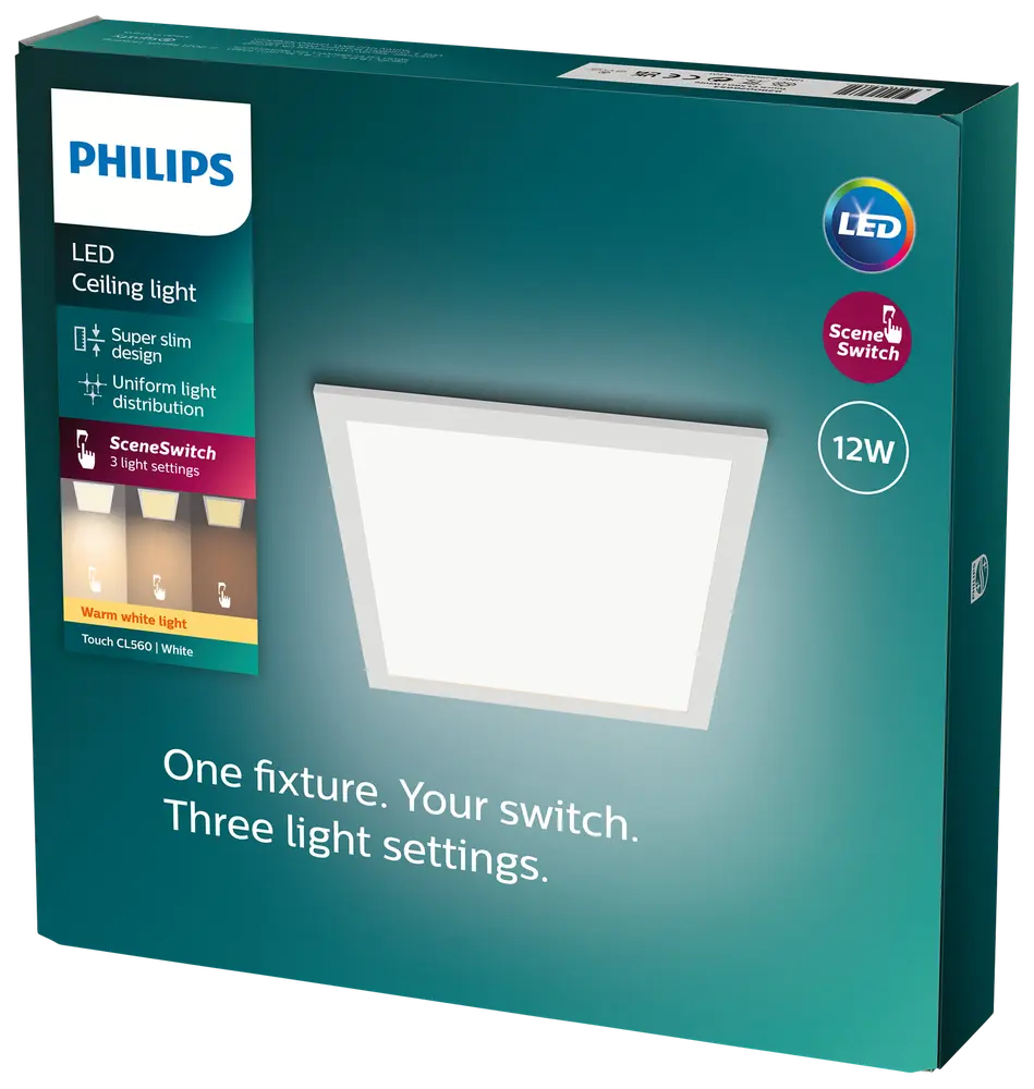 PHILIPS Loftlampe panel Scene 30x30cm 12W - hvid