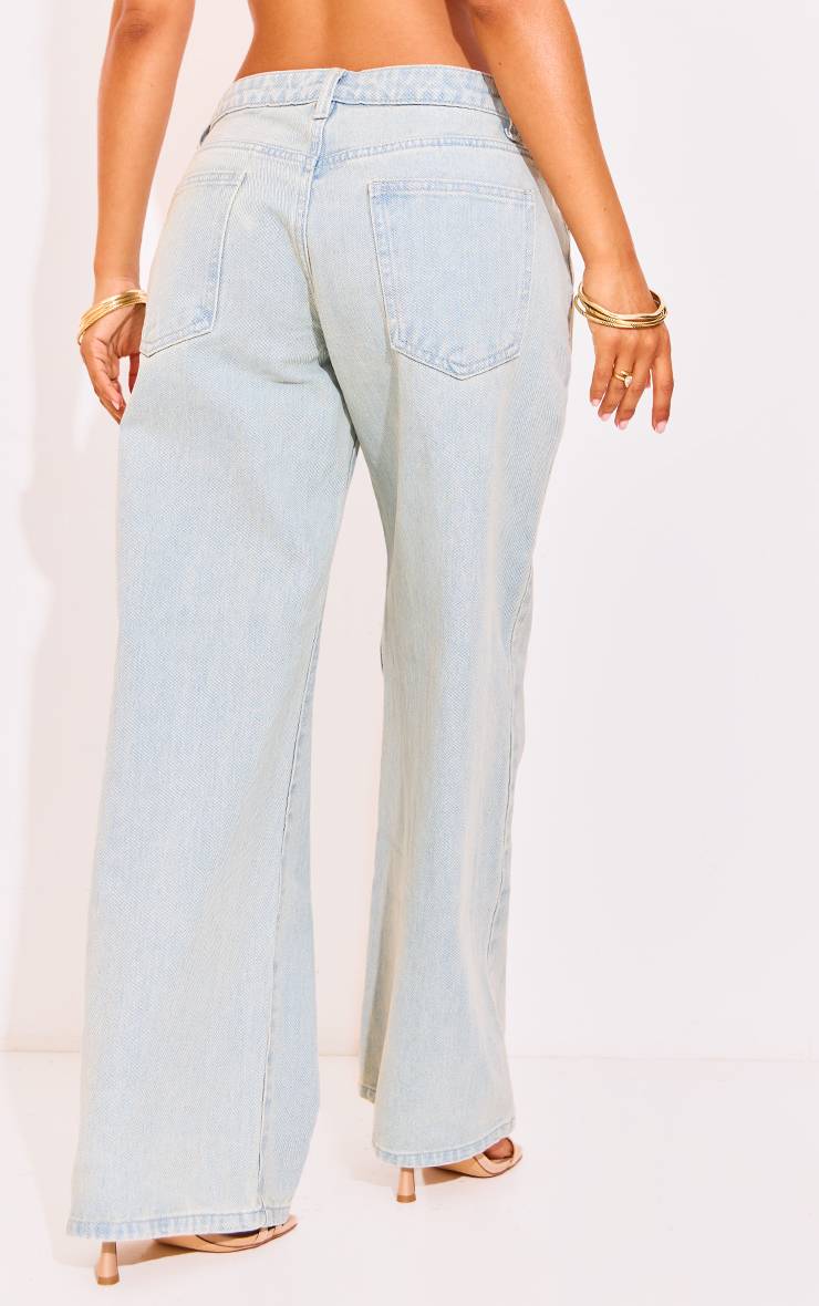Vintage Bleach Wash Jean Boyfriend Taille Basse Petite