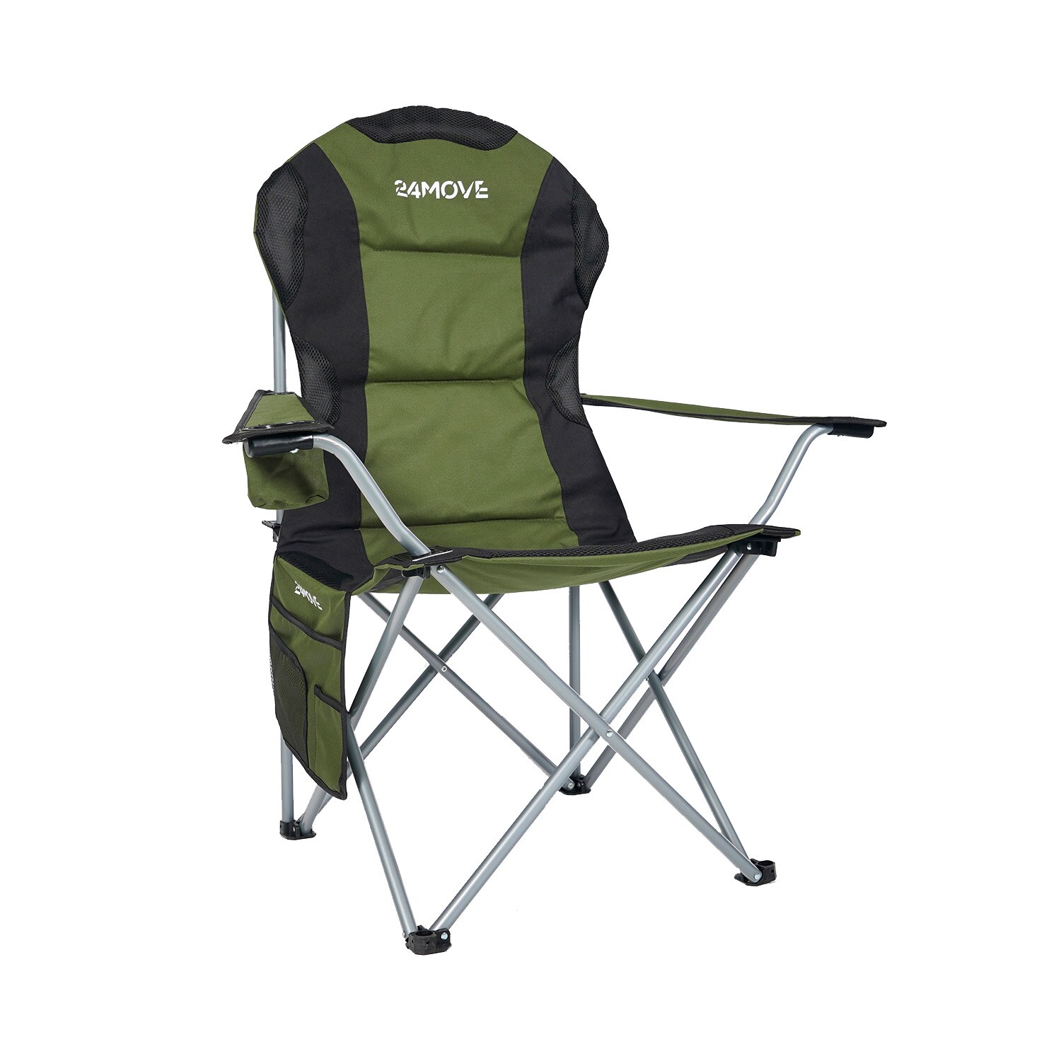 24MOVE® Campingstuhl Salvador faltbar Camping Klappstuhl gepolstert inkl. Tragetasche, bis 150kg belastbar, grün