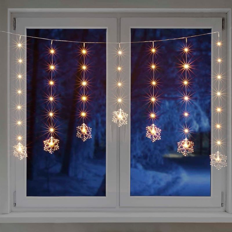 Kerstverlichting Lichtgordijn - Voor Het Raam -140 cm -sneeuwvlok - Raamverlichting