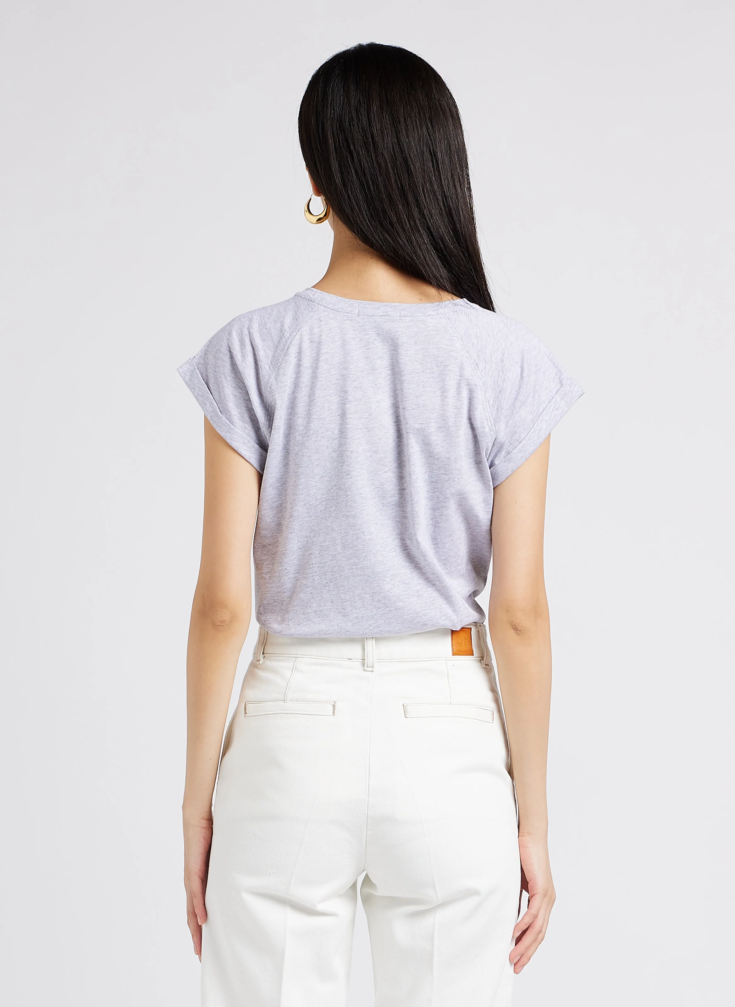 VALENTINA - Tee-shirt col rond en coton | Gris