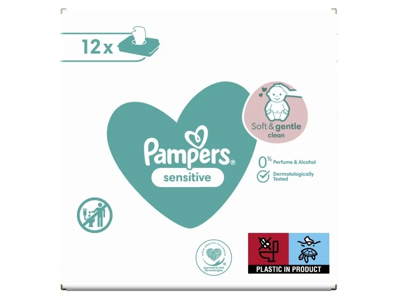 Pampers 81687213, Vådservietter til baby, Dermatologisk testet, Allergivenlig, Neutral pH, Parfumefri
