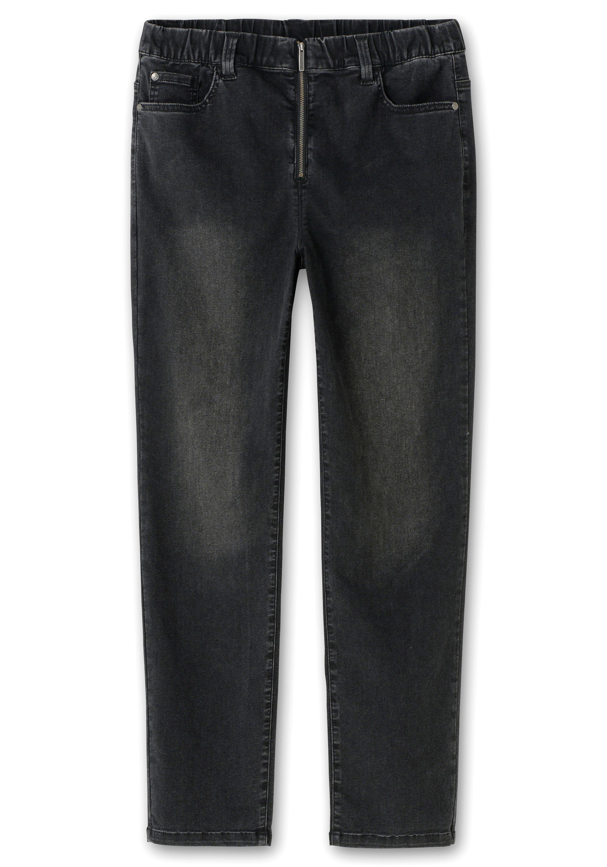 Skinny Jeans in Schlupfform mit Reißverschluss