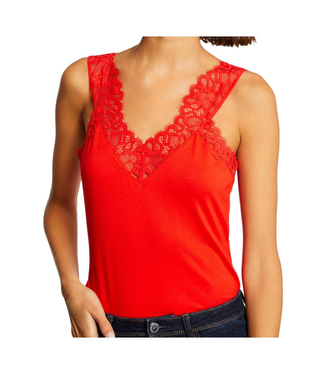 Débardeur Dentelle Rouge Femme Morgan DNANA