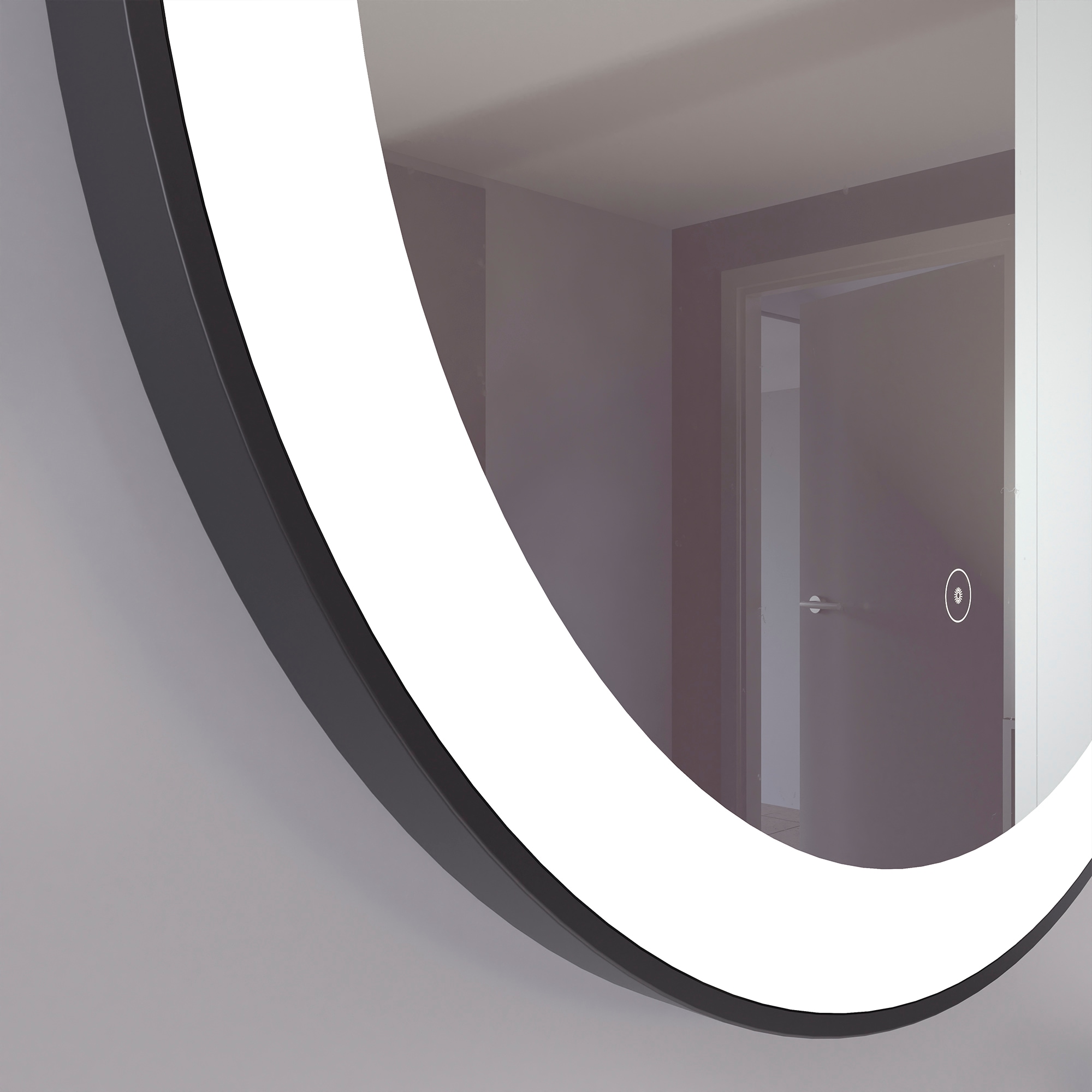 Loevschall Badspiegel »Libra Rund, Badzimmerspiegel mit LED Beleuchtung« Touchpanel für Lichtsteuerung, Dimmbar Spiegel, Dänisches Design