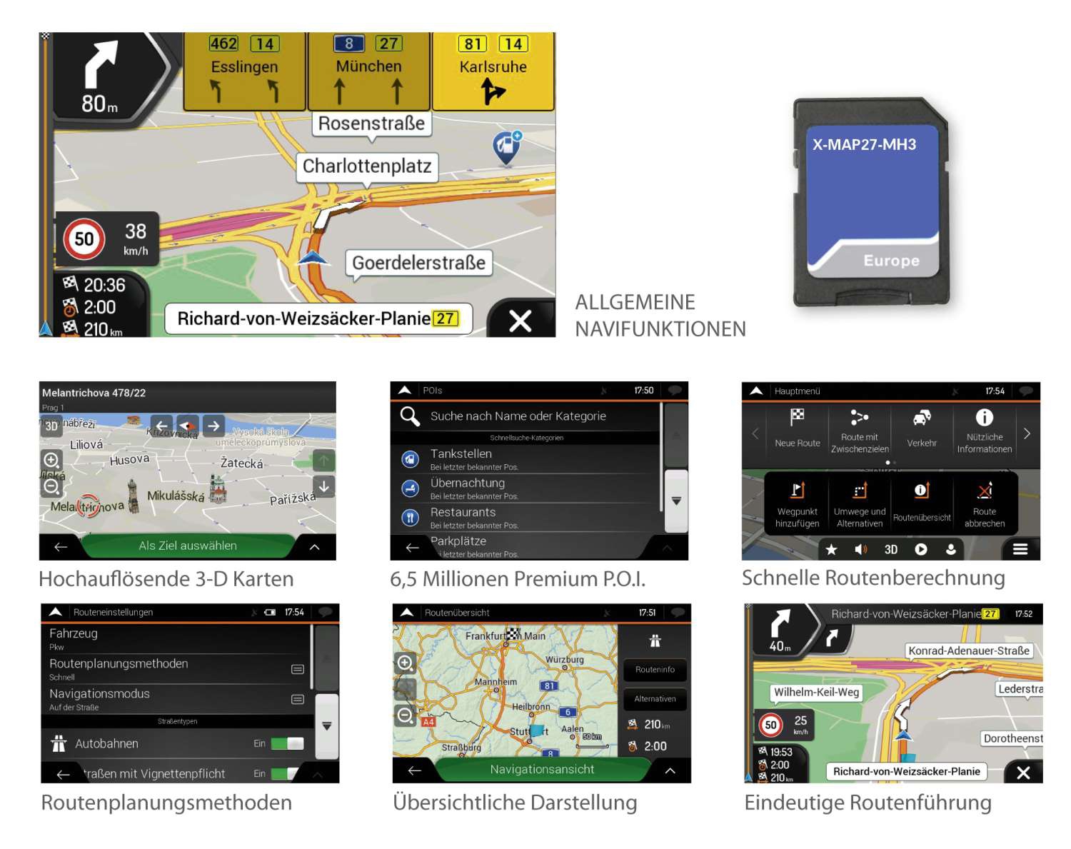 Xzent X-MAP27-MH3 Navipaket für Infotainmentsystem X-427 und X-F270