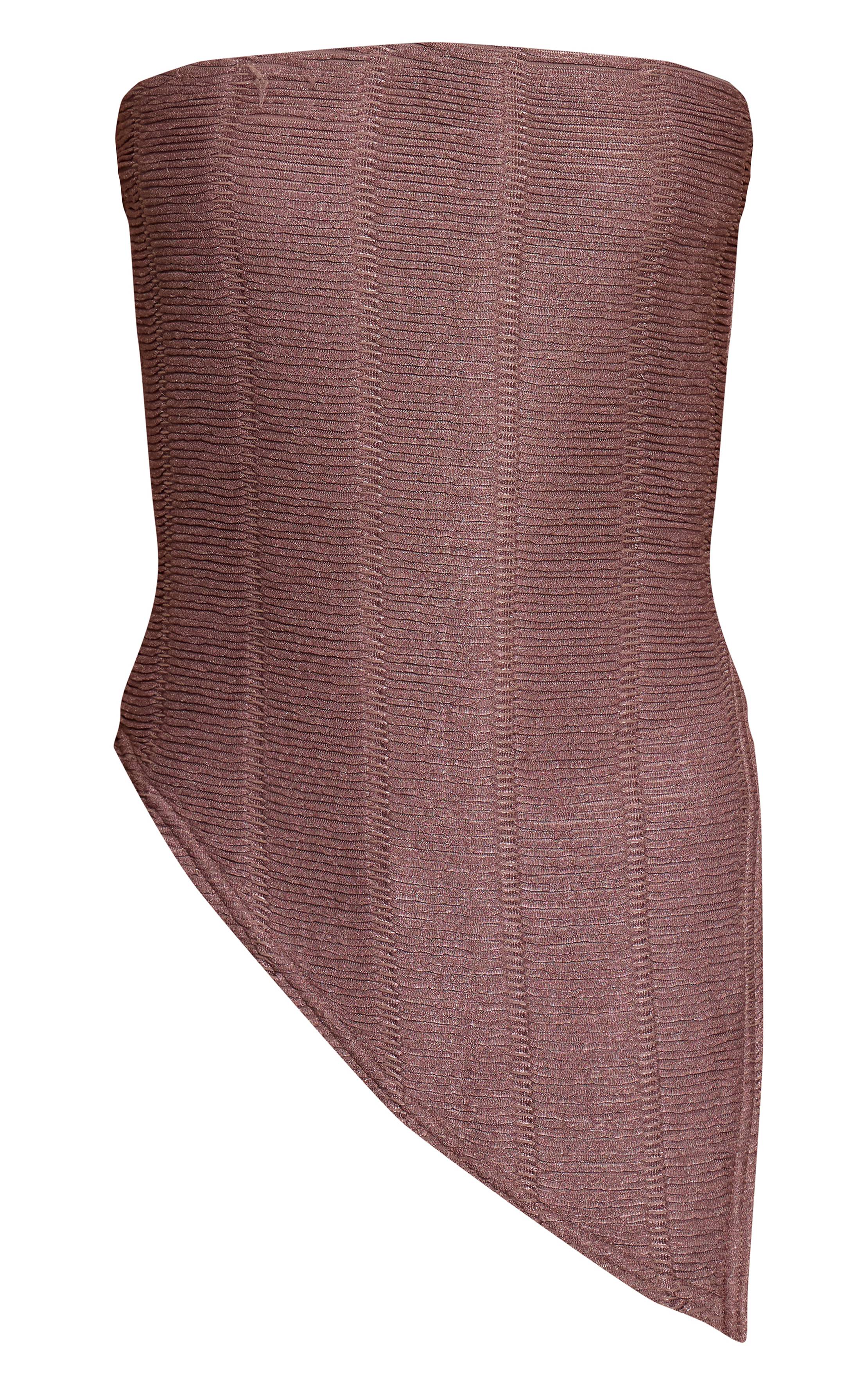 Champignon Top Bandeau Texturé À Ourlet Asymétrique