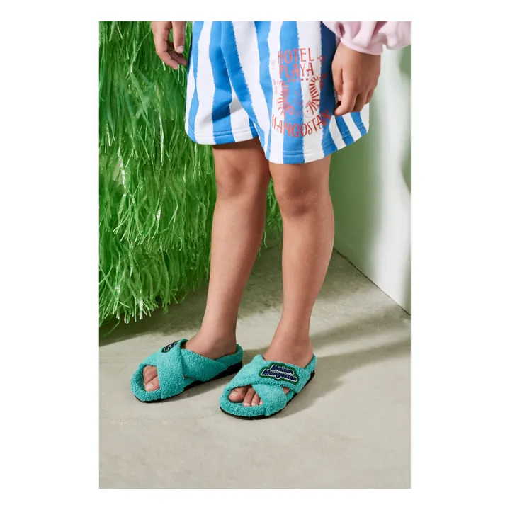 Maison Mangostan Short Molleton Rayure Coton Bio | Bleu