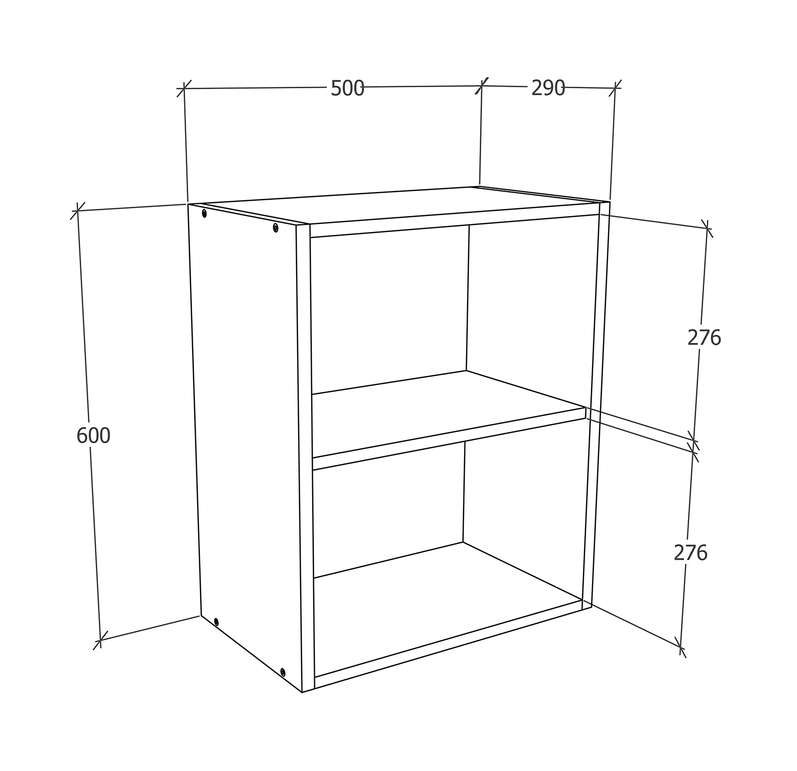 Hängeschrank ESILO - weiß - anthrazit - 50 cm