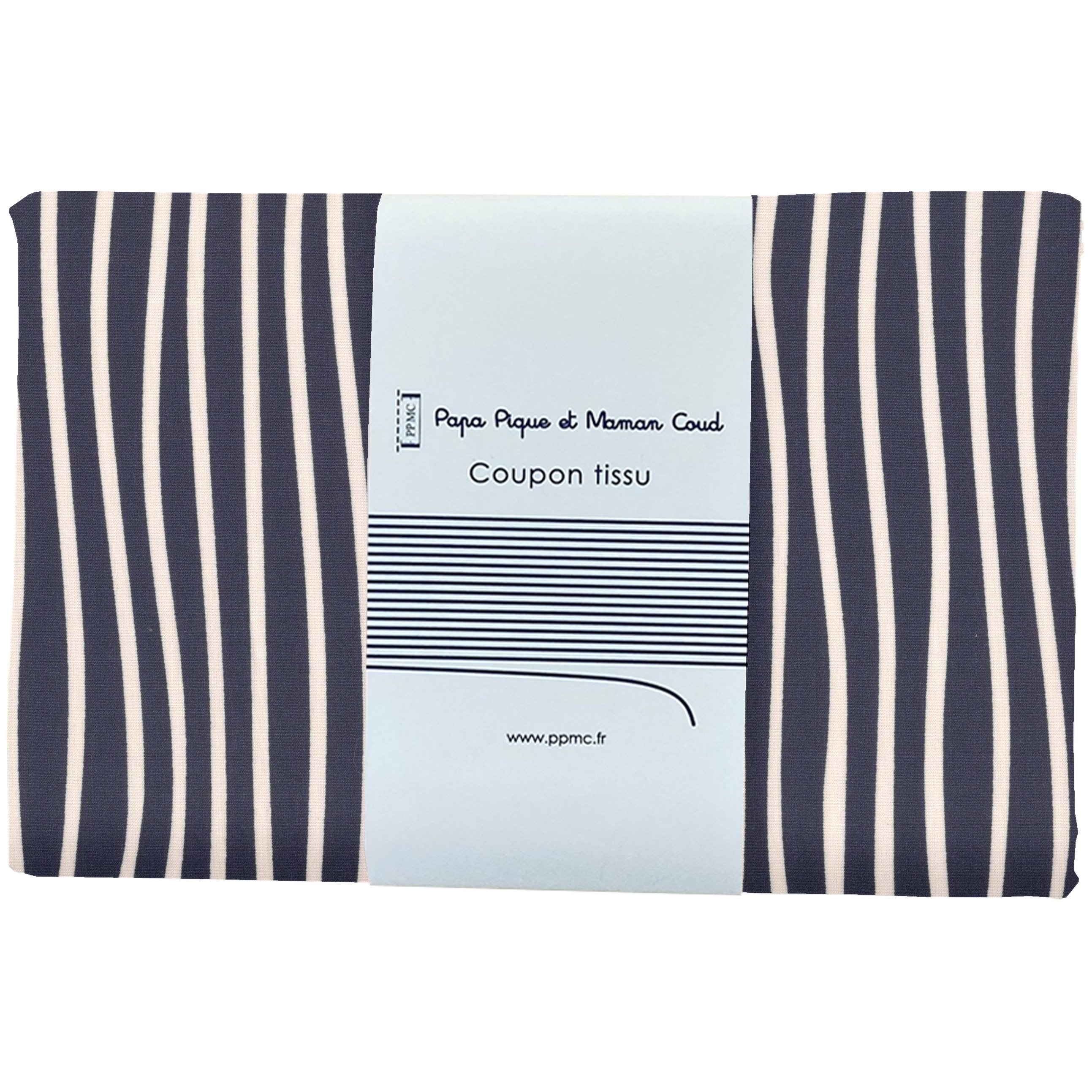 Coupon Tissu 1 M Rayé Ivoire Marine