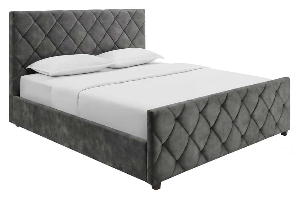 Design Boxbett ELYSIUM 180x200cm dunkelgrau Samt mit Stauraum und Lattenrost