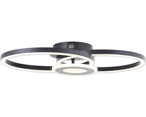 LED plafondlamp, 1-lichts, 24 W, 2900 lm, 52x30 cm, Bray, zwart