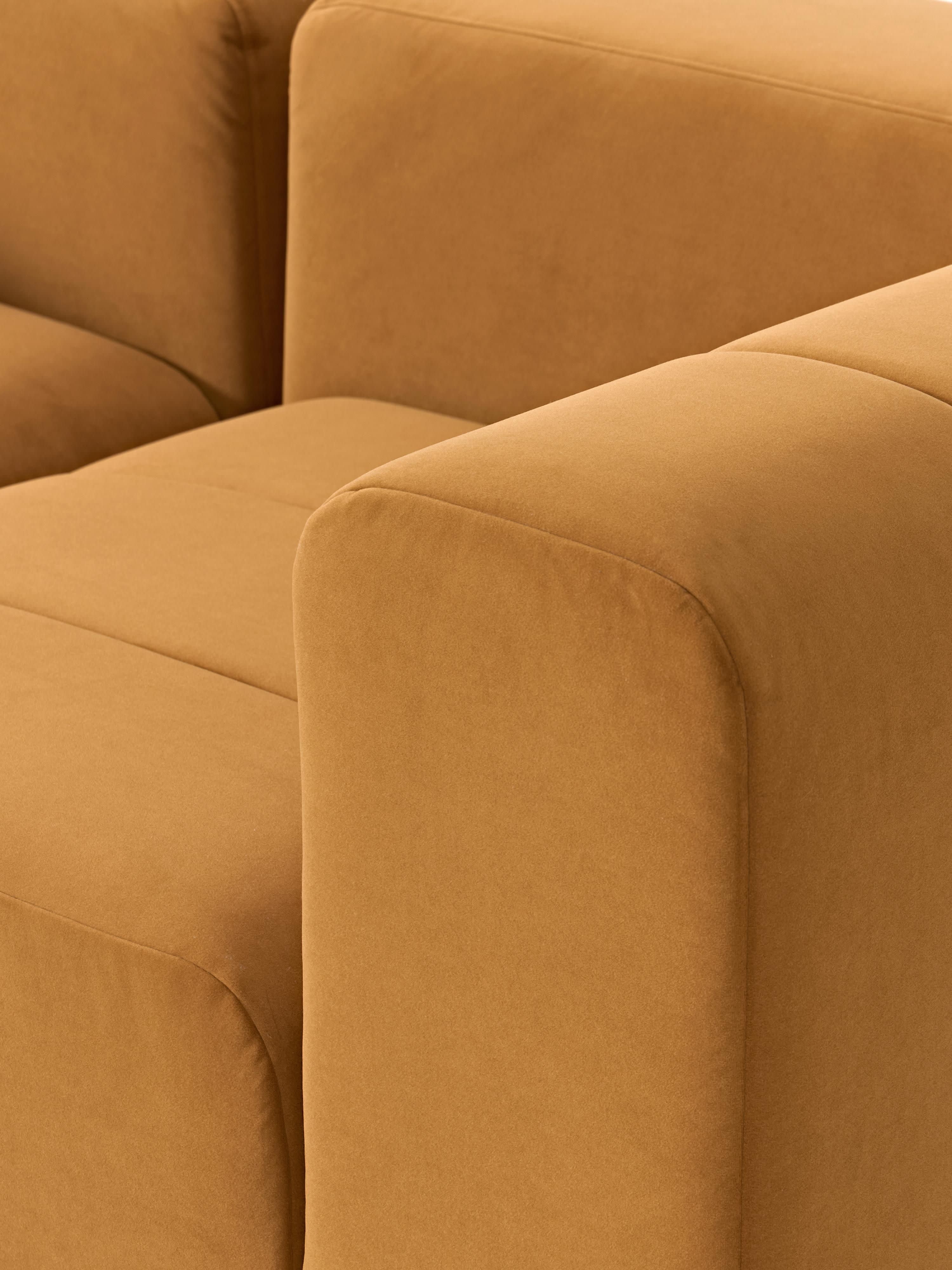 Fluwelen modulaire bank Lena (4-zits) met poef (links/rechts)