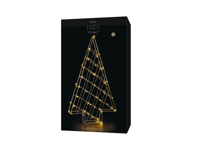STT Tischdeko Svenja Star 3D Baum, 45 cm, Gold LED Weihnachtsdekoration