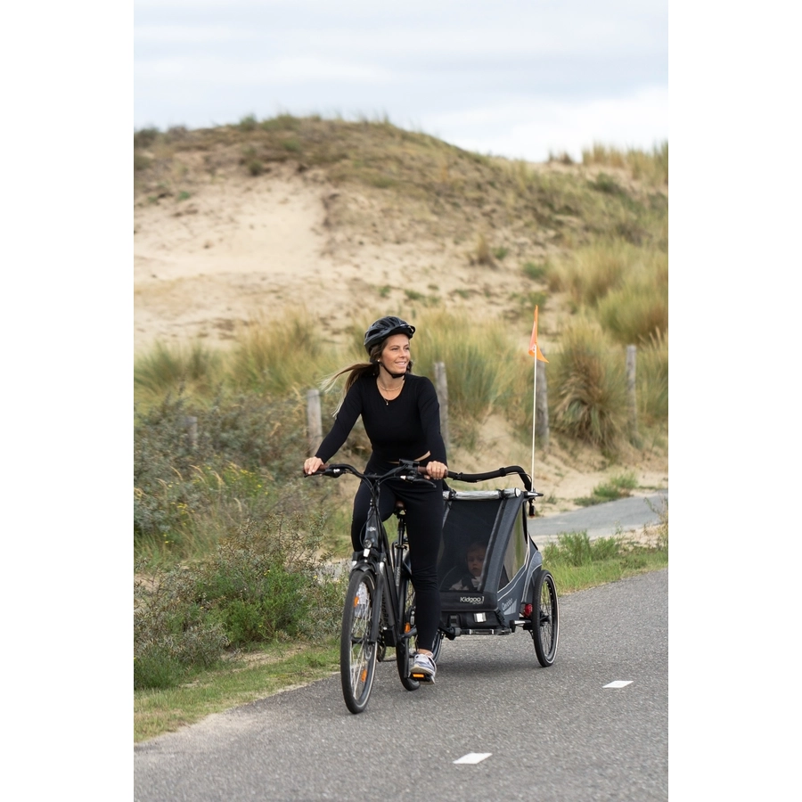 Qeridoo® Kinderfahrradanhänger Kidgoo 1 Sport Grey (Limited Edition) Kollektion 2023