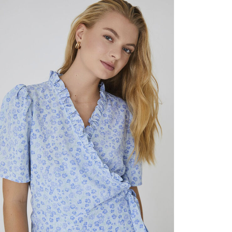 A-VIEW Peony wrap blouse Sky blue