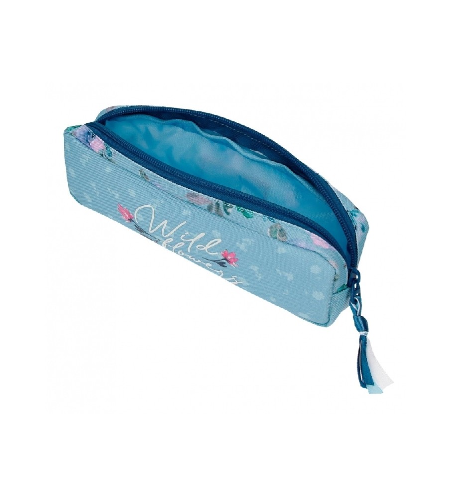 Estojo para lápis Movem Wild Flowers Azul - 22x7x3cm -