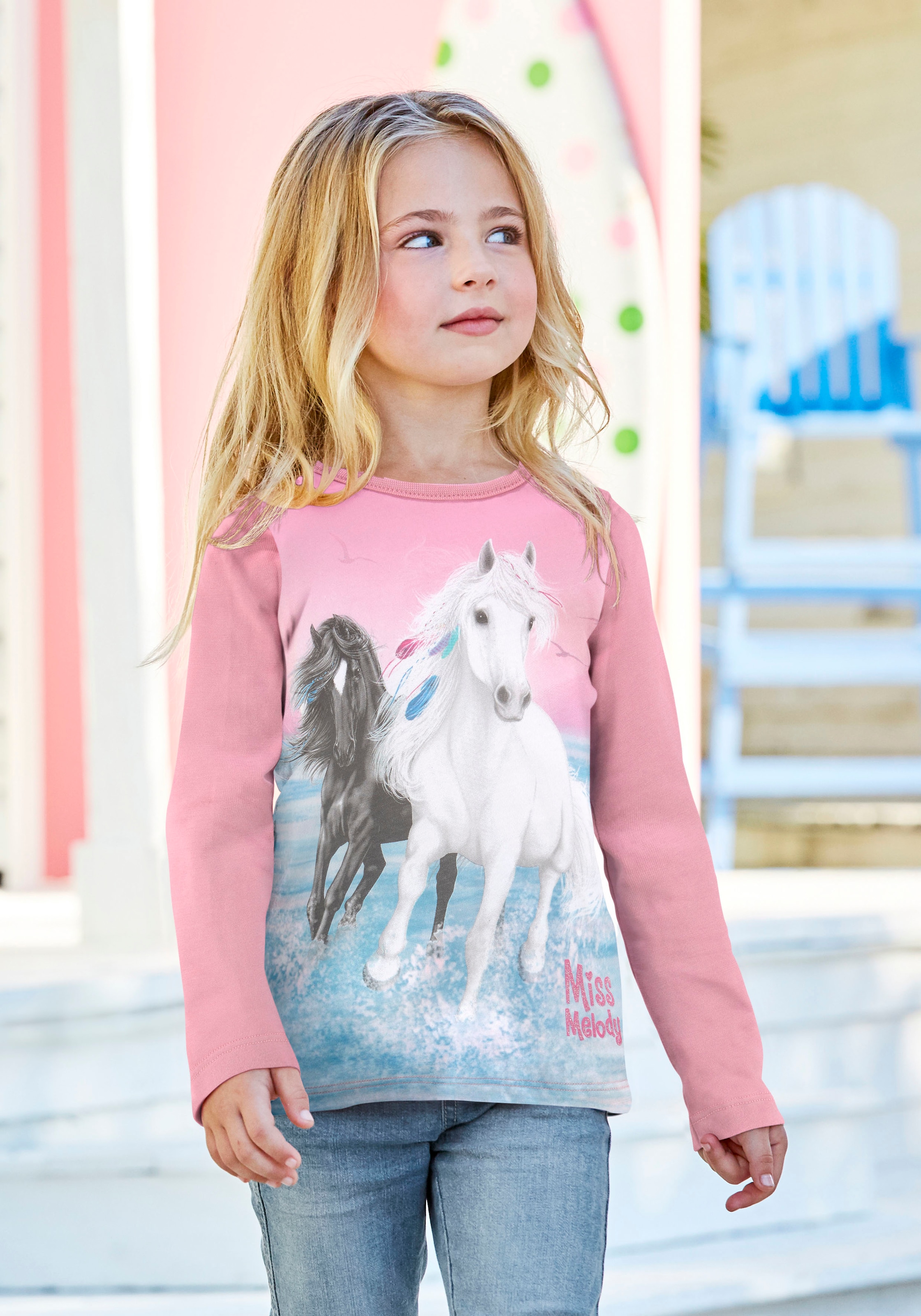 Miss Melody Langarmshirt , mit schönem Pferdemotiv
