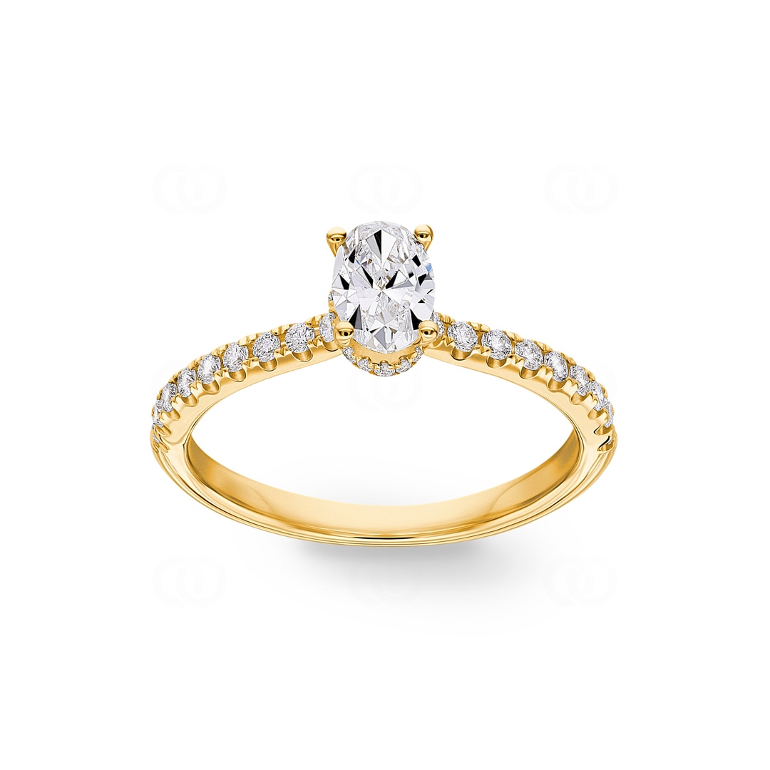 0.77ct Diamanten Pavé Solitärring 750/18 K Gelbgold