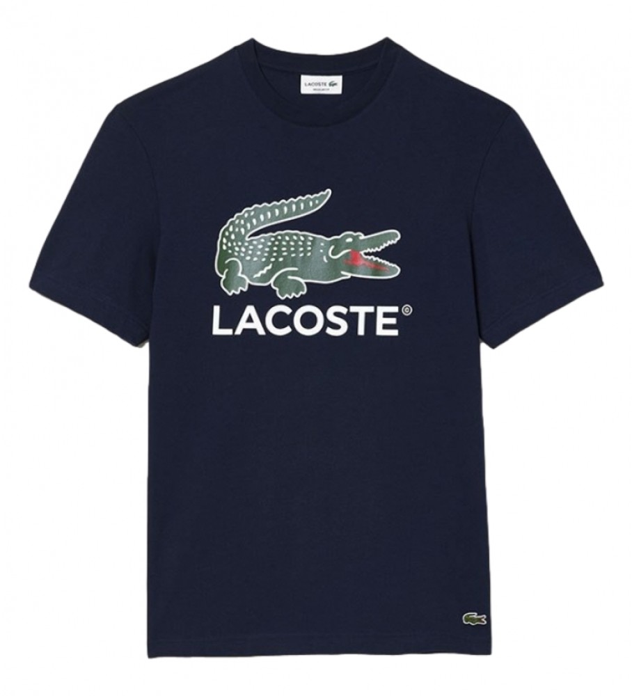 Camiseta Lacoste com logo, tamanho XL, azul marinho.