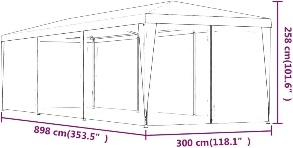 vidaXL Partyzelt mit 8 Mesh-Seitenwänden Gartenzelt Festzelt Pavillon Zelt Gartenpavillon Gazebo Gartenlaube Bierzelt Faltzelt Camping Anthrazit 3x9 m HDPE
