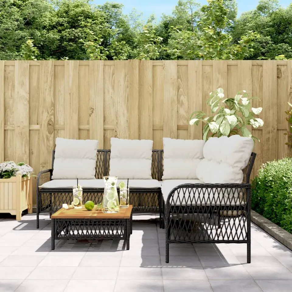 vidaXL - Loungeset - Zwart - Poly rattan