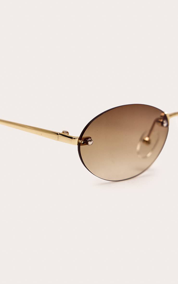 Rose Lunettes De Soleil Ovales Fines À Verres Apparents