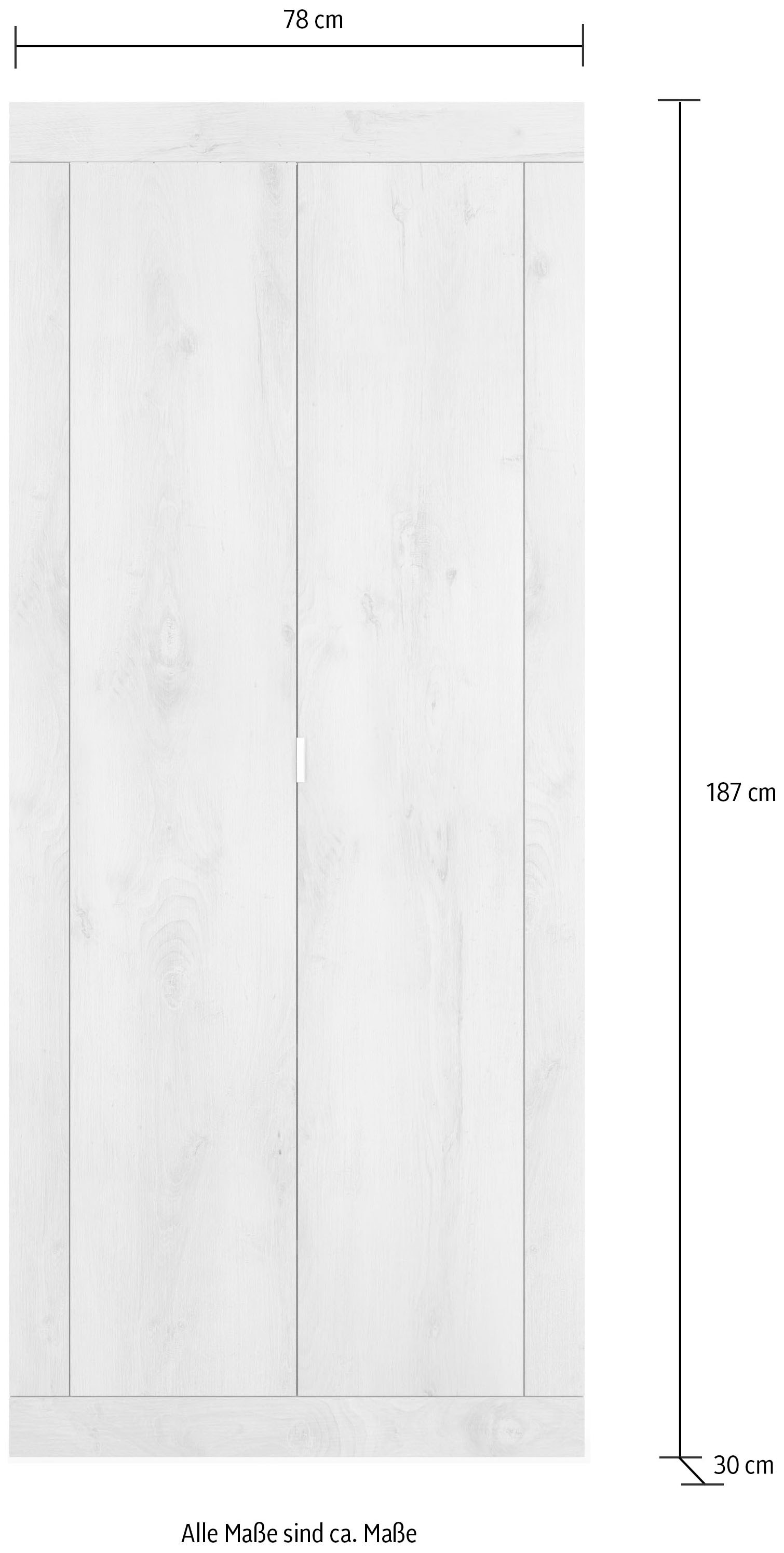 INOSIGN Garderobenschrank »Basic Breite 78, Höhe 187 cm, moderne Rahmenoptik,« Metallgriff, Kleiderstange, 2 Einlegeböden