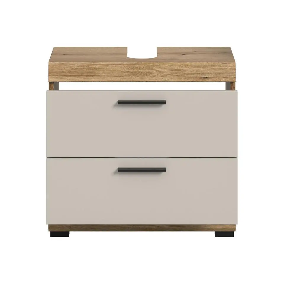 Hioshop Scout wastafel 2 lades kasjmier decor mat- eiken decor