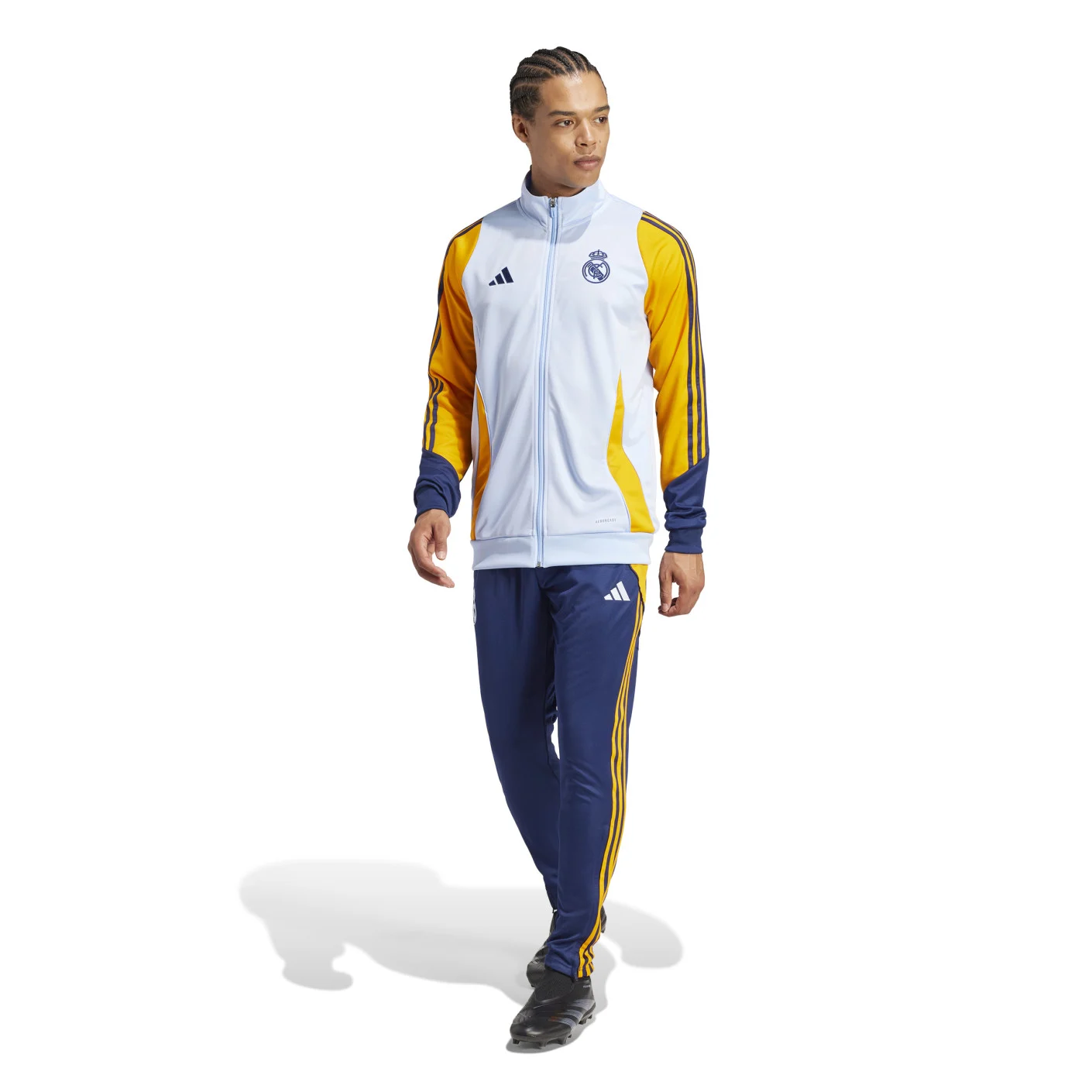 Adidas Real Madrid Trainingspak Full-Zip 2024-2025 Lichtblauw Donkerblauw Geel