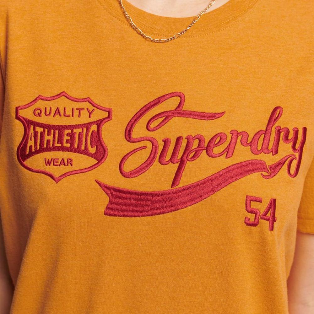 Superdry T-shirt Orange Femme Superdry Script Style Coll