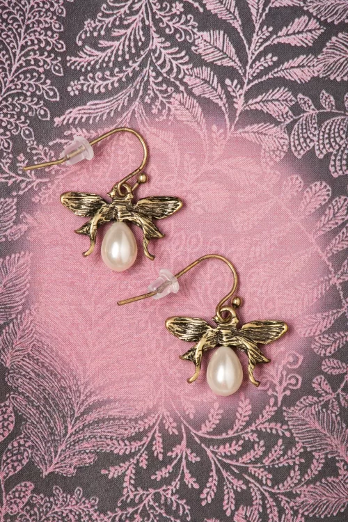 Lovely Bumble Bee parel oorbellen in goud