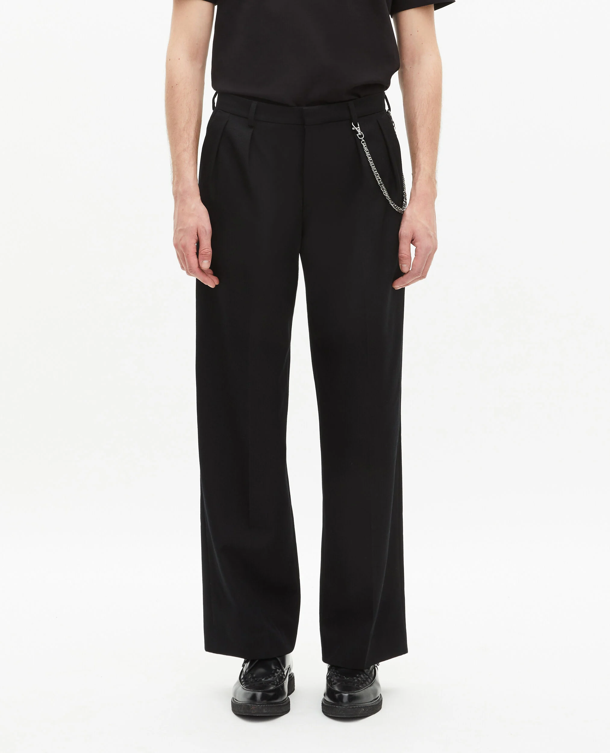 Pantalon en laine coupe large noir